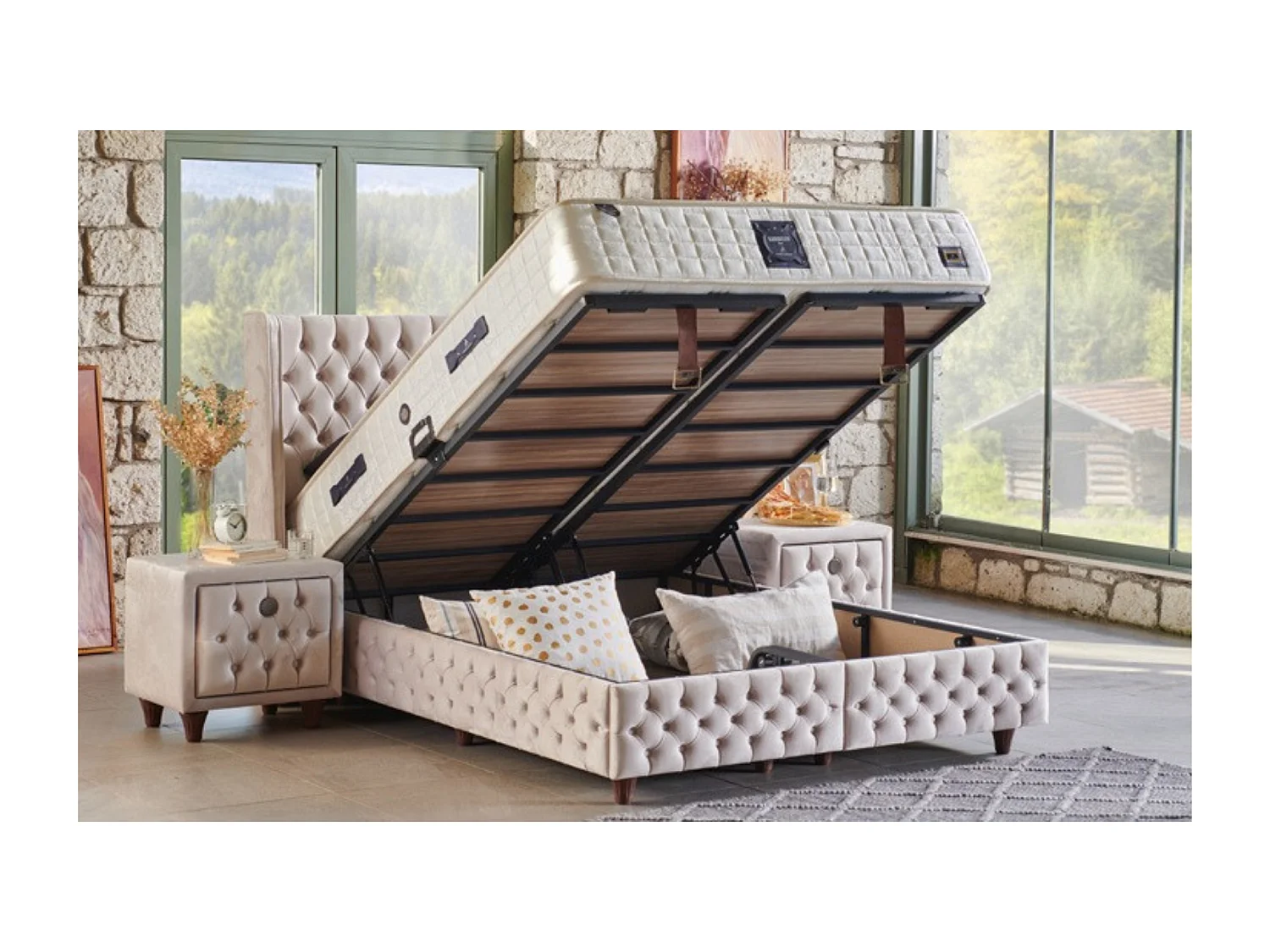 Lit Kardelen Plus avec matelas – 90 × 200 cm avec matelas inclus