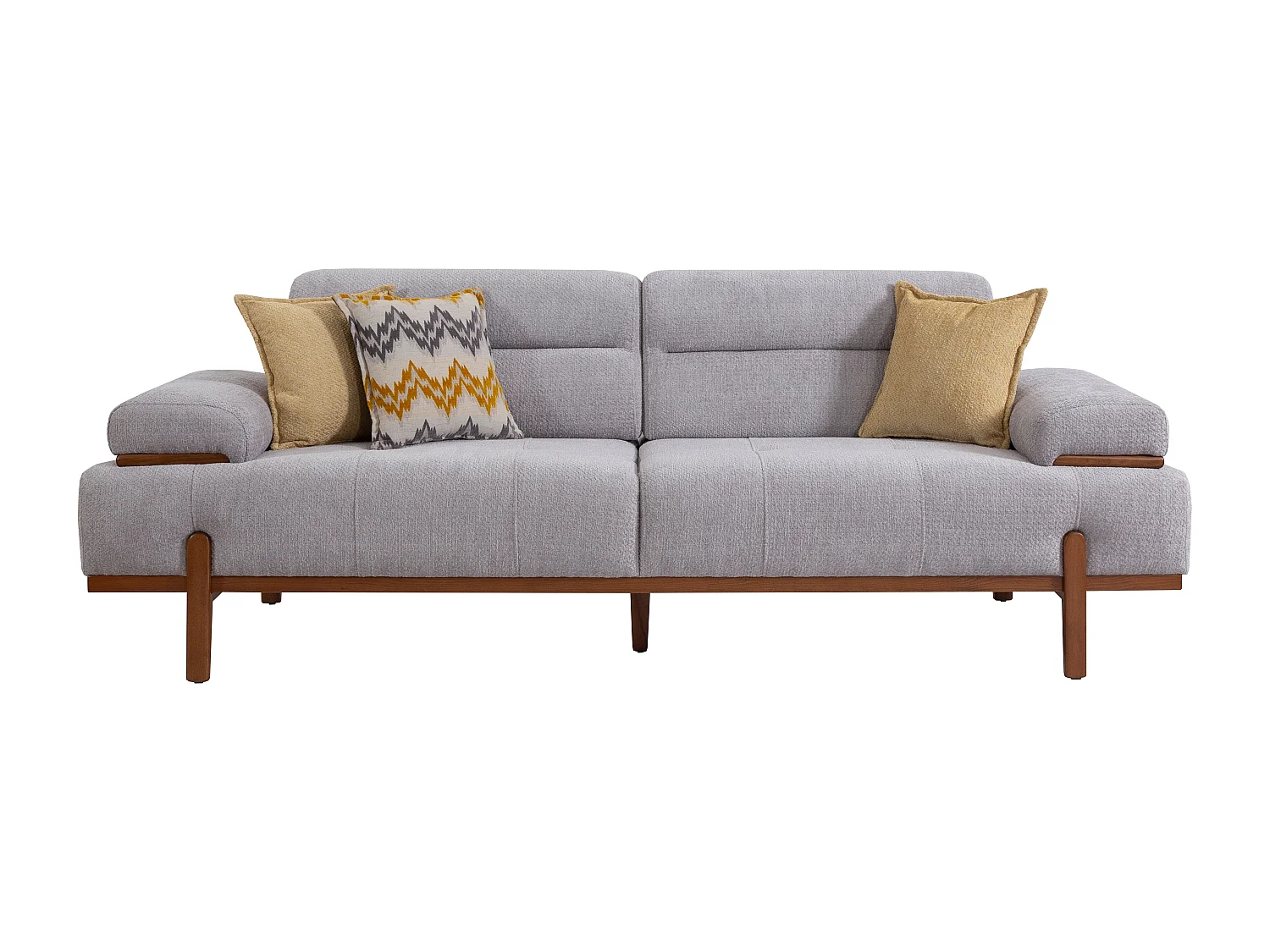 Set Divano Spring 3 pezzi Giallo‑Grigio – 2 divani 3 posti + poltrona, 2 letti 90×200 cm