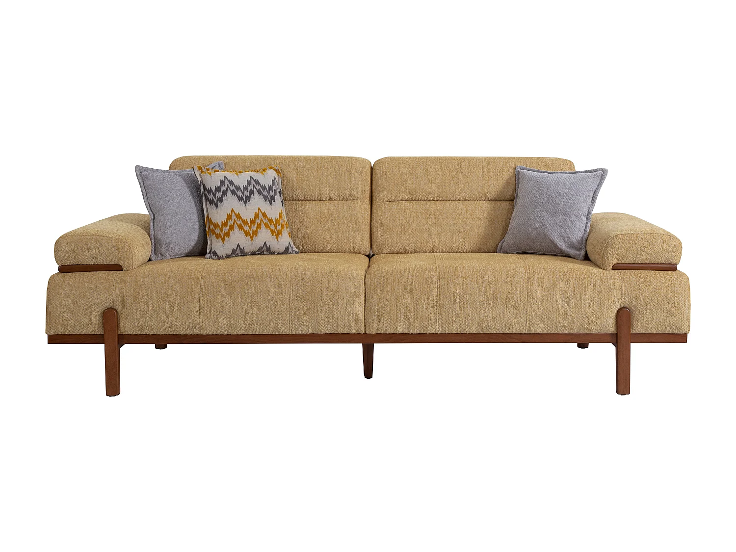 Set Divano Spring 3 pezzi Giallo‑Grigio – 2 divani 3 posti + poltrona, 2 letti 90×200 cm