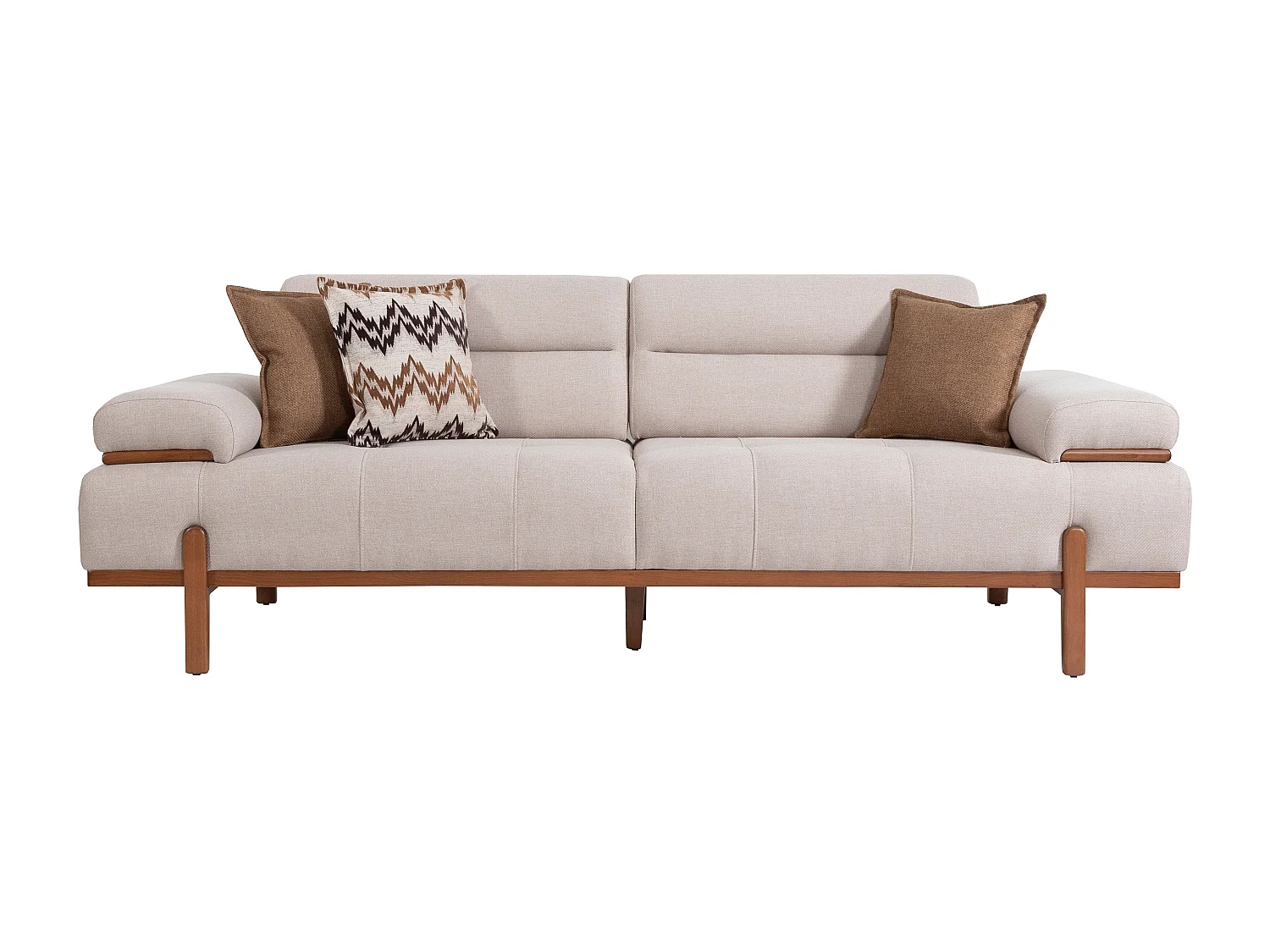 Ensemble de canapé Spring 3 pièces Marron-Beige – 2 trois places & fauteuil