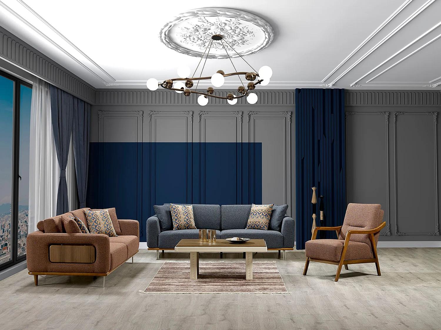 Divano Minola « Blu » – 3 posti moderno