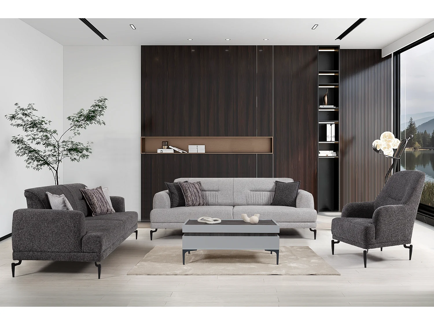 Luna Sofa-Set 3-teilig (2 x Dreisitzer 227cm + Sessel)