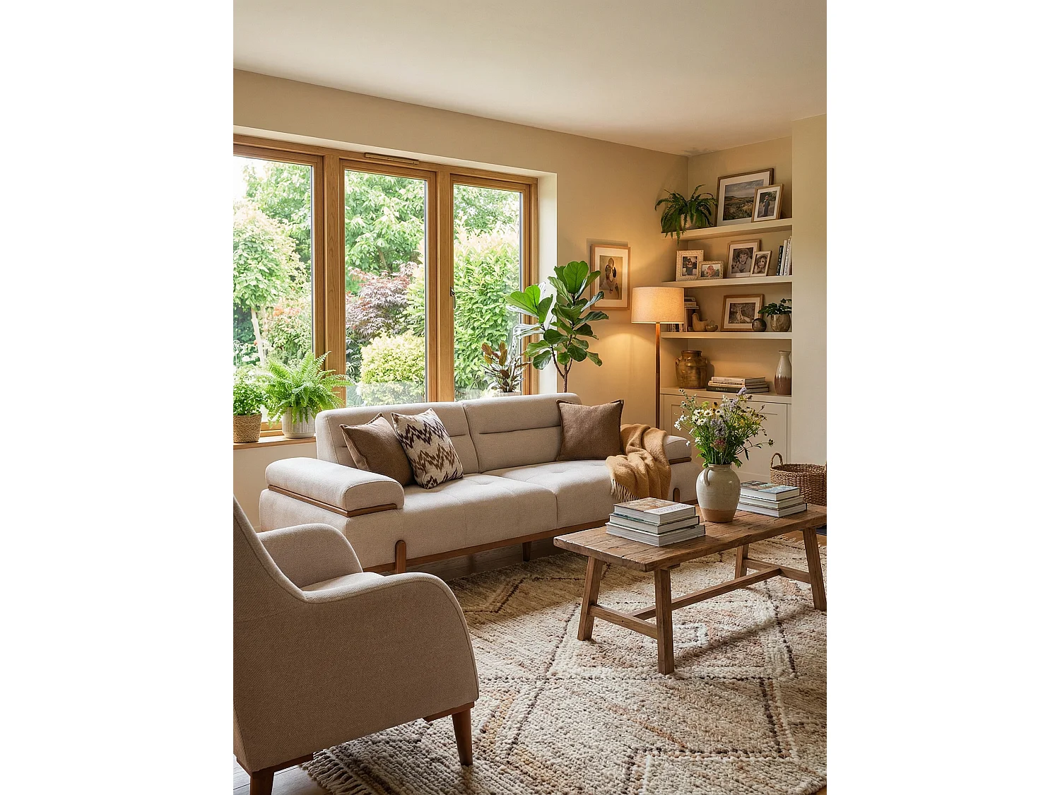 Set Divano Spring 3 pezzi Beige‑Grigio – 2 divani 3 posti + poltrona, 2 letti 90×200 cm