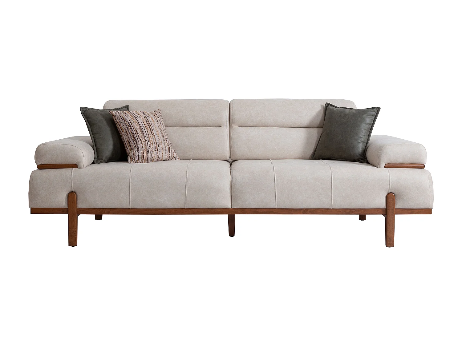 Set Divano Spring 3 pezzi Beige‑Grigio – 2 divani 3 posti + poltrona, 2 letti 90×200 cm