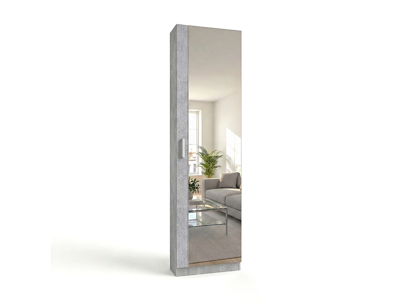 Sapateira com espelho Roma Cimento cinzento