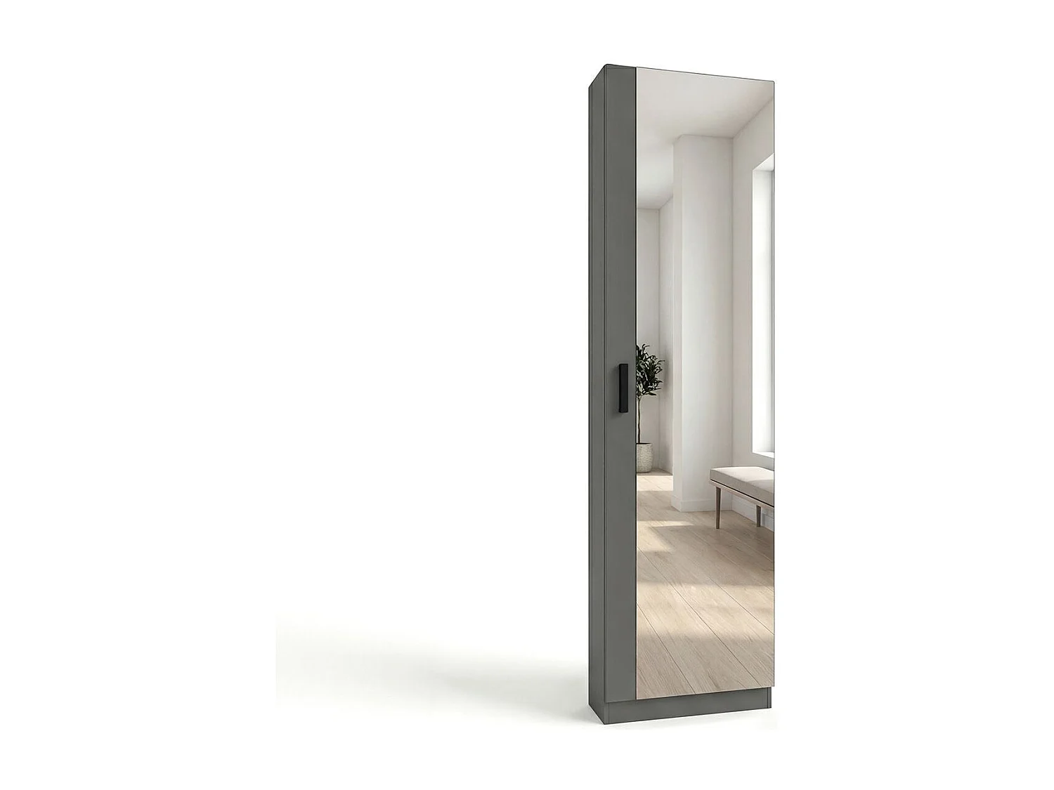 Sapateira com espelho Roma Gris Grafito