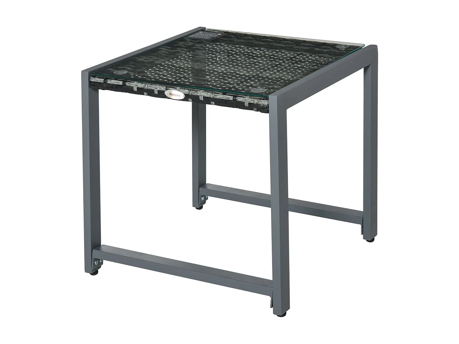 EasyComfort Tavolino da Caffè da Giardino Piano in Vetro Temperato in Rattan