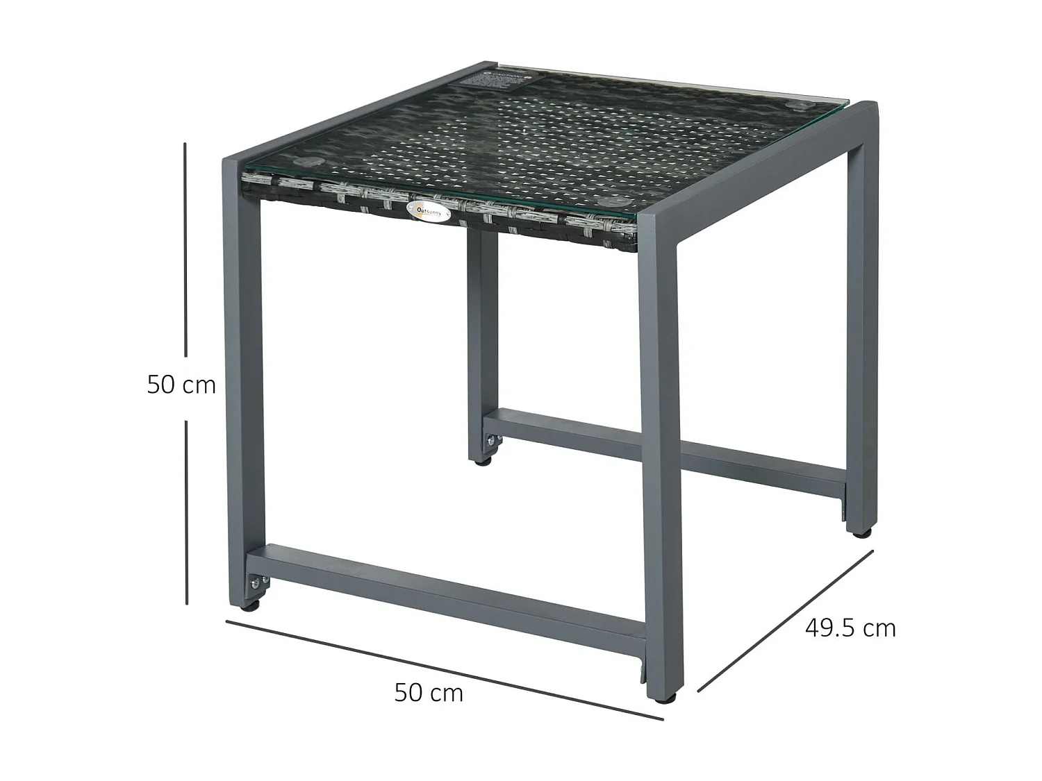 EasyComfort Tavolino da Caffè da Giardino Piano in Vetro Temperato in Rattan