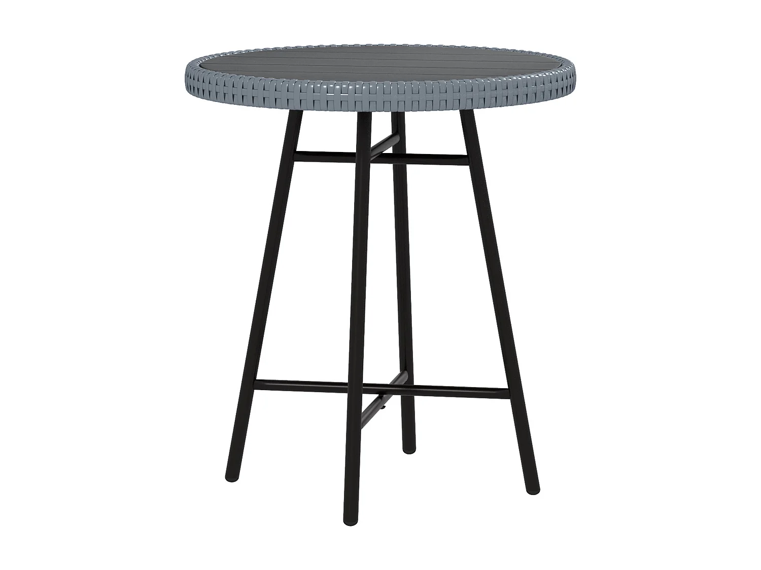 EasyComfort Tavolino da Giardino Moderno con Piano in Plastica di Legno, in Rattan e Acciaio, 50x50x55 cm, Grigio e Nero