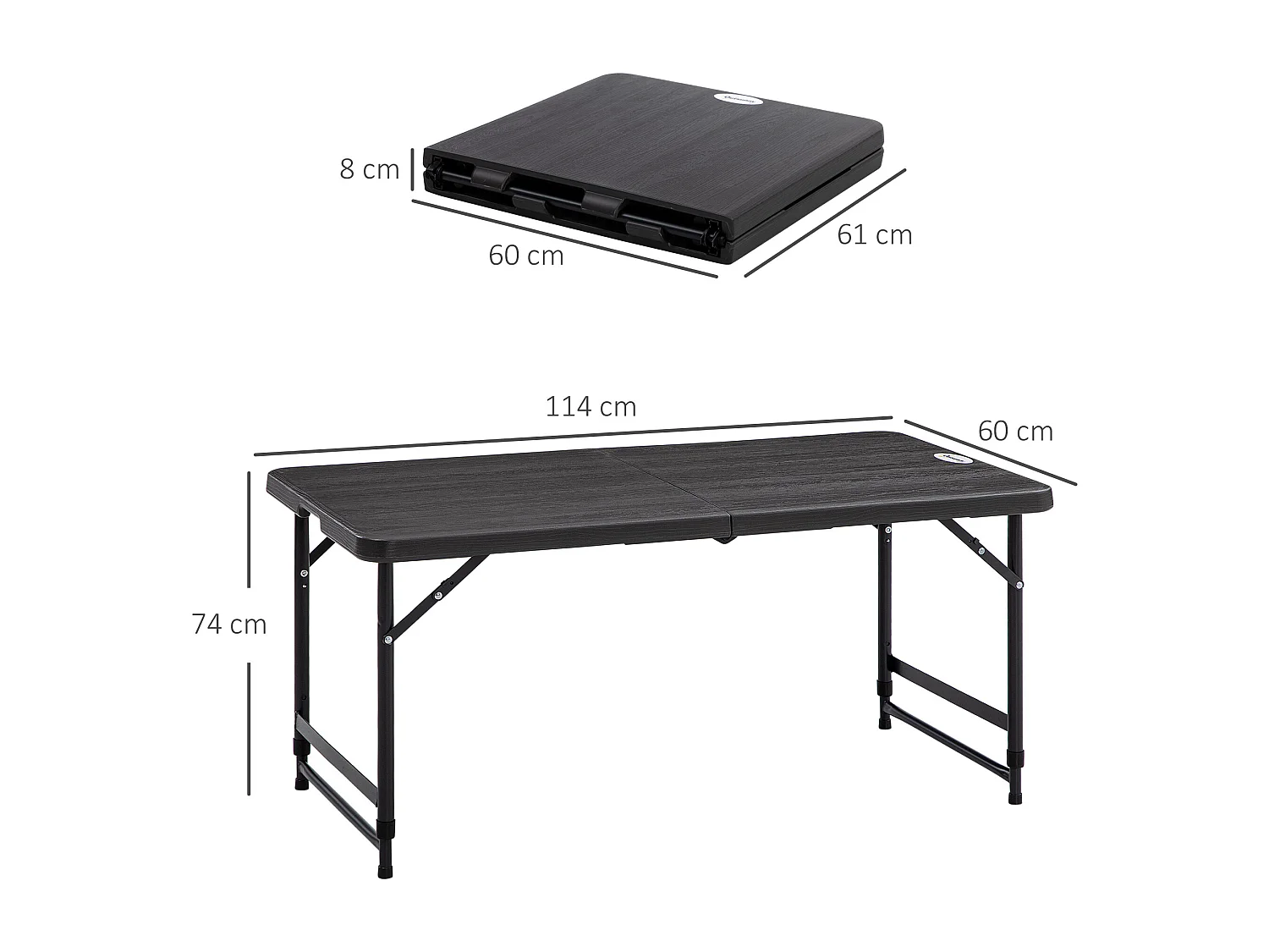 Easycomfort Tavolo da Giardino Pieghevole per 4 Persone con Altezza Regolabile, in Acciaio e HDPE, 118x60x74 cm