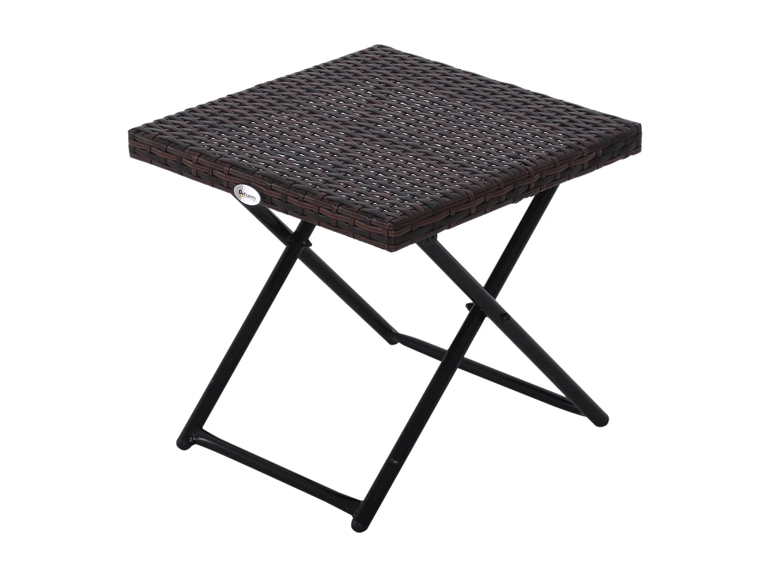 EasyComfort Tavolino da Giardino Pieghevole in Rattan Sintetico e Acciaio, Tavolino da Balcone Salvaspazio, 40x40x40cm, Marrone