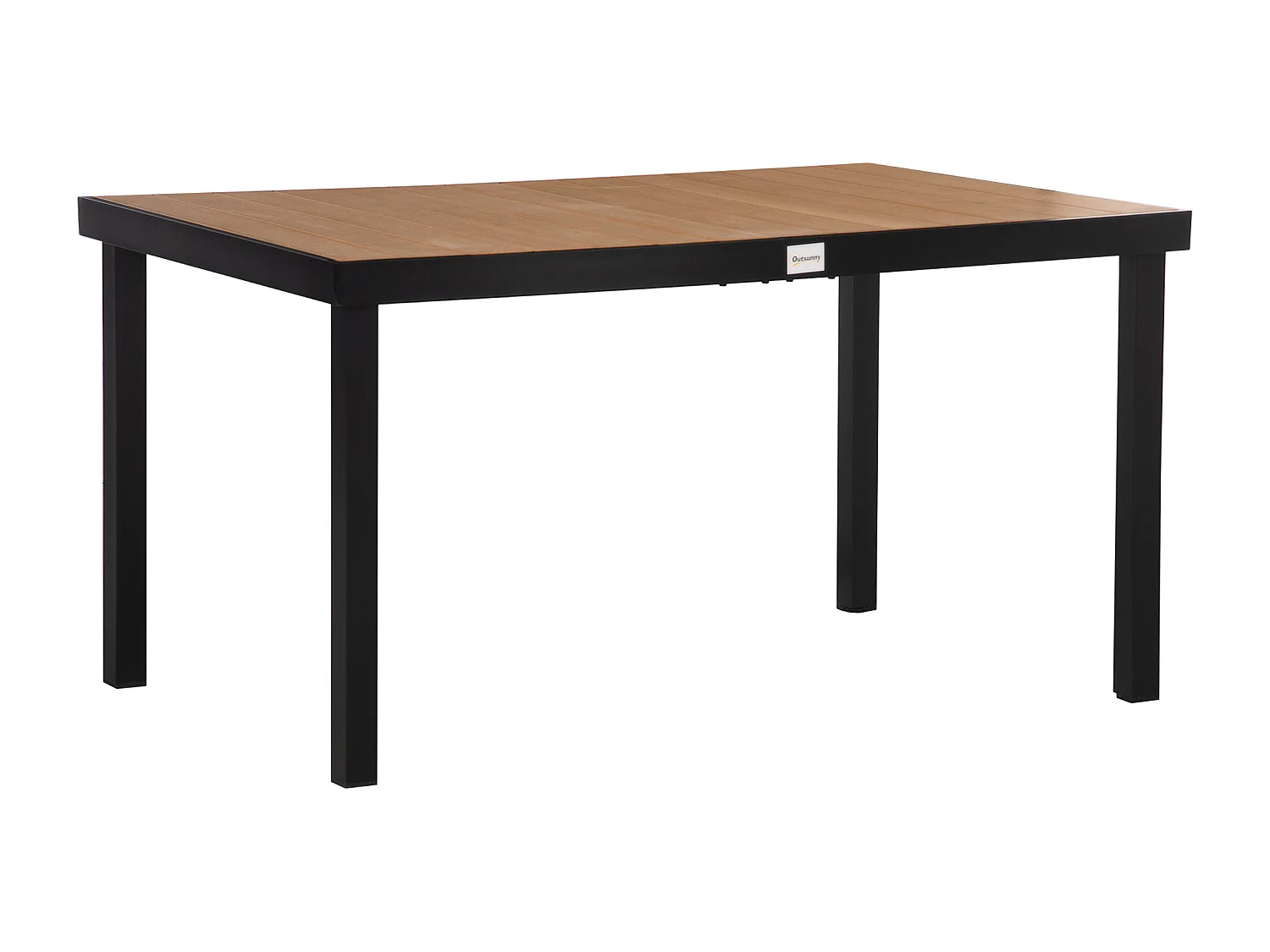 Easycomfort Tavolo da Giardino per 6 Persone in Alluminio e Plastica, Nero e Color Legno