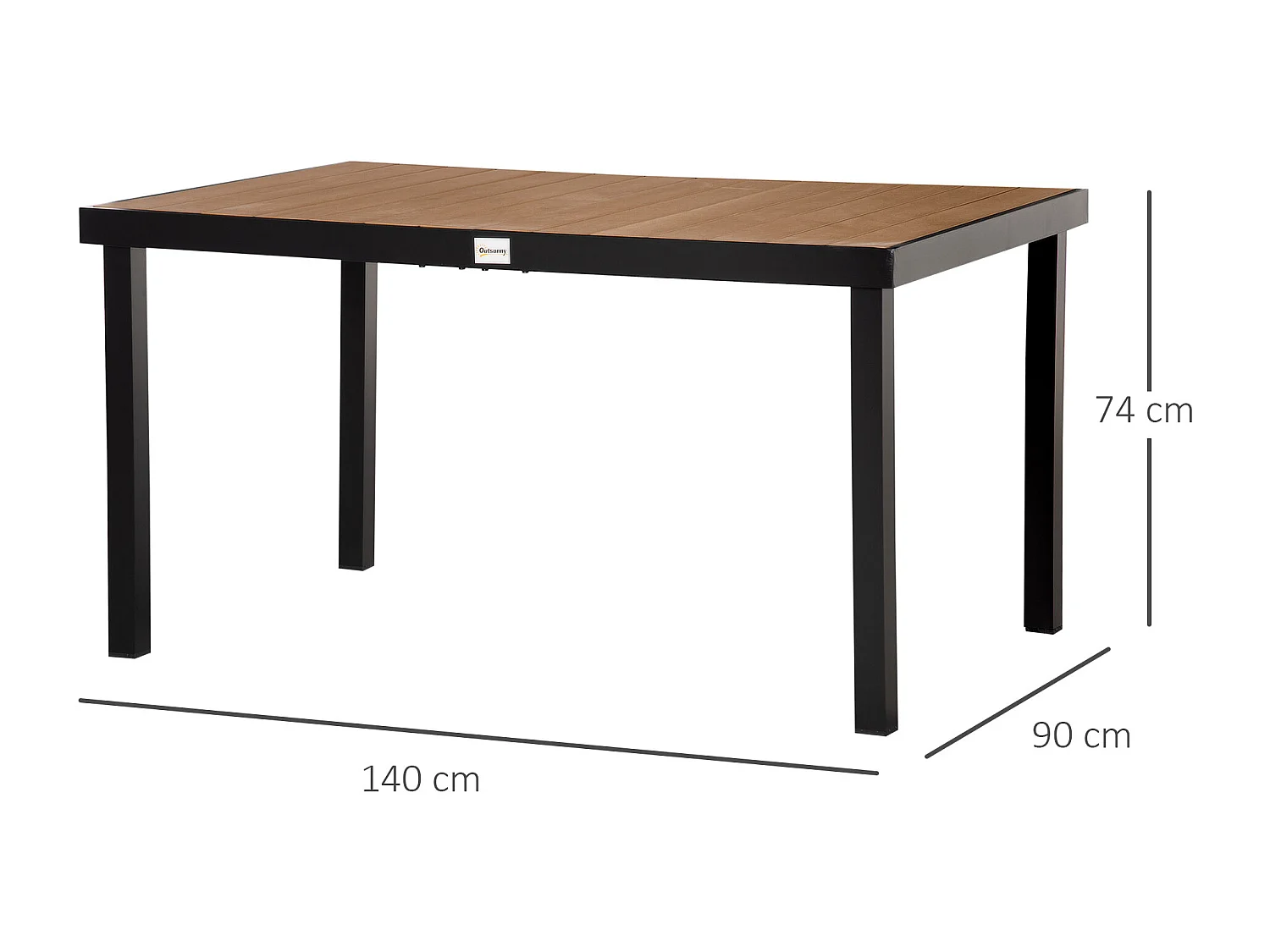 Easycomfort Tavolo da Giardino per 6 Persone in Alluminio e Plastica, Nero e Color Legno