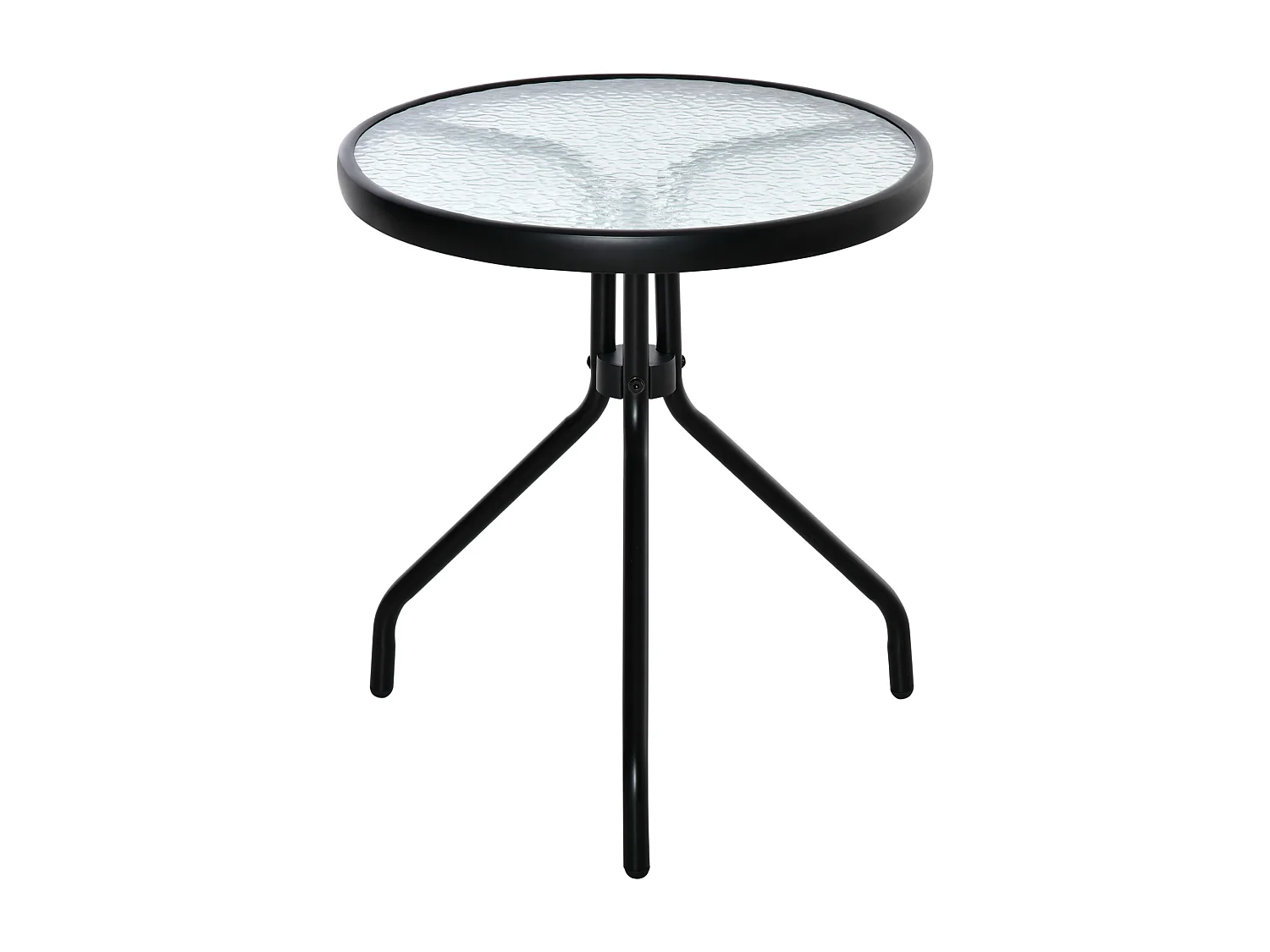 Easycomfort Tavolino da Giardino Rotondo con Ripiano in Vetro e Struttura in Metallo, Φ50x55cm, Nero