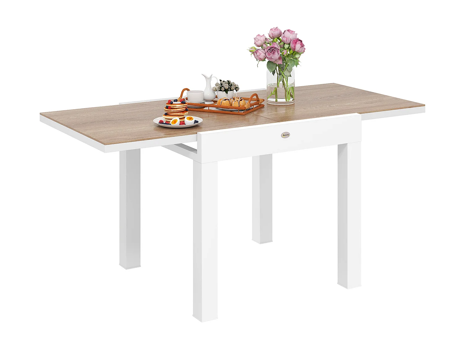 EasyComfort Tavolo da Pranzo da Giardino Allungabile 80-160 cm per 4-6 Posti, Bianco