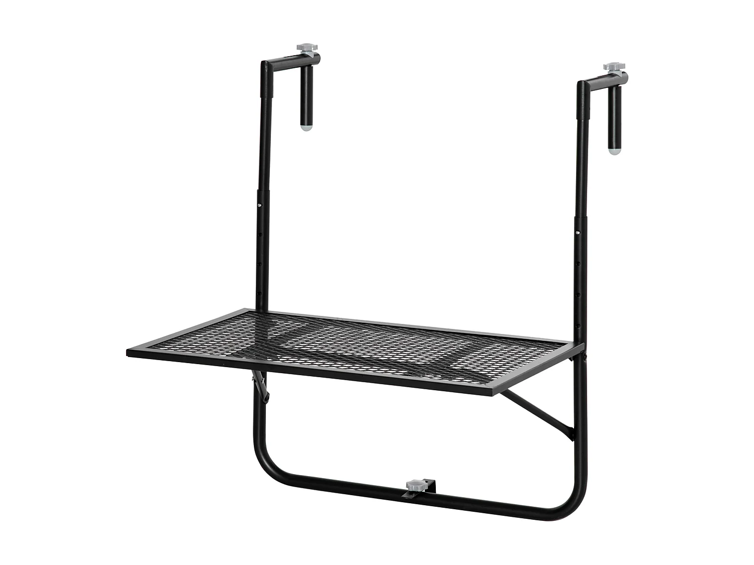 Easycomfort Tavolo da Ringhiera Pieghevole e Regolabile in Metallo, 60x60x57-72cm, Nero