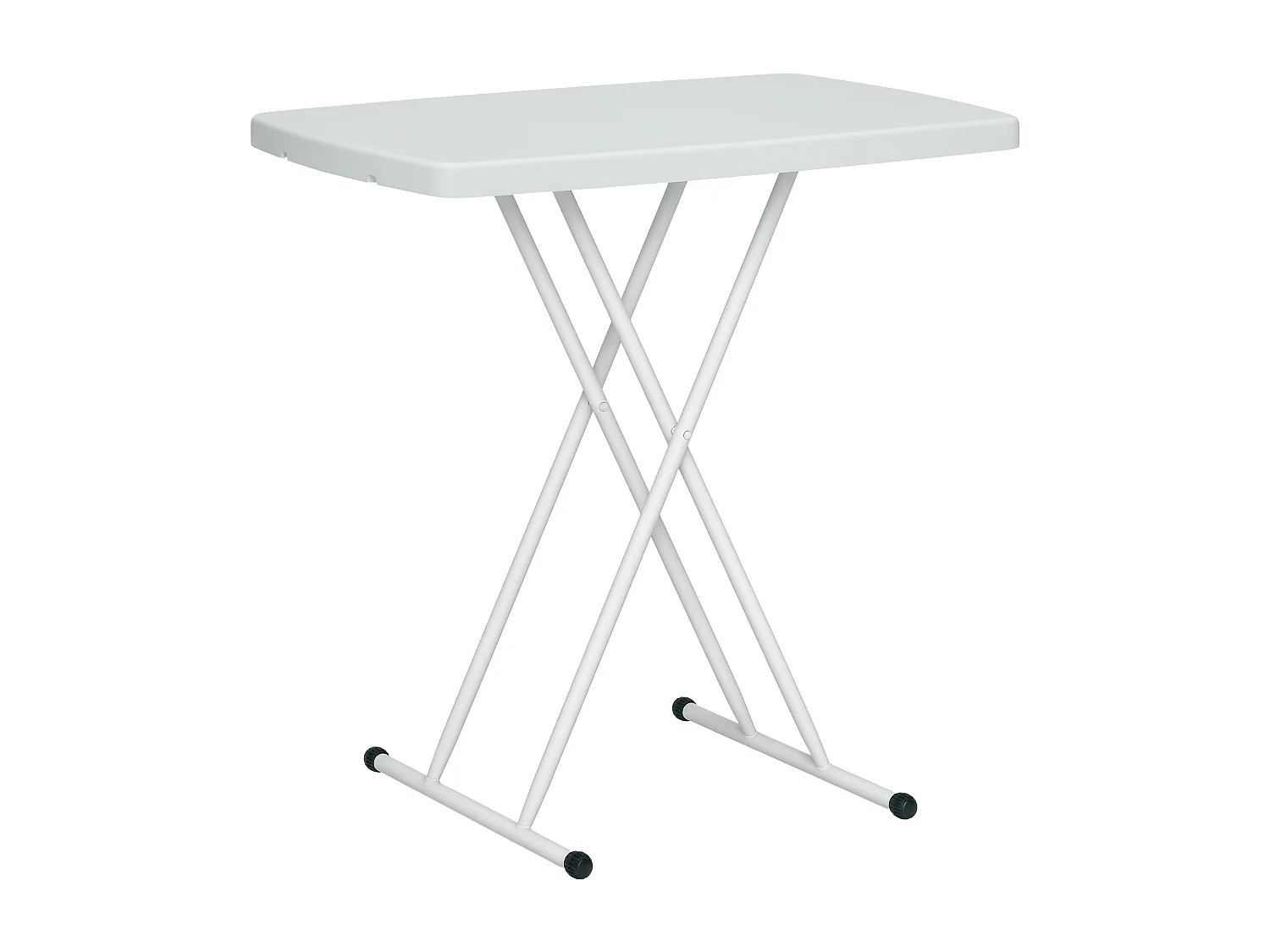 EasyComfort Tavolino da Giardino Pieghevole con Altezza Regolabile, Metallo e HDPE, Bianco