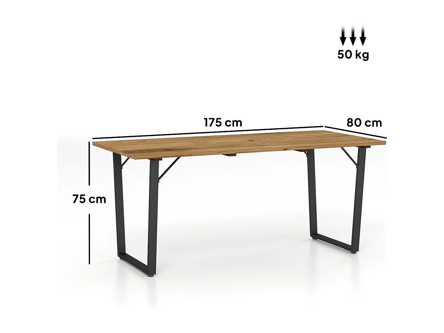 EasyComfort Tavolo da Giardino Rettangolare a 6 Posti con Foro per Ombrellone, Legno e Acciaio, 175x80x75 cm, Marrone