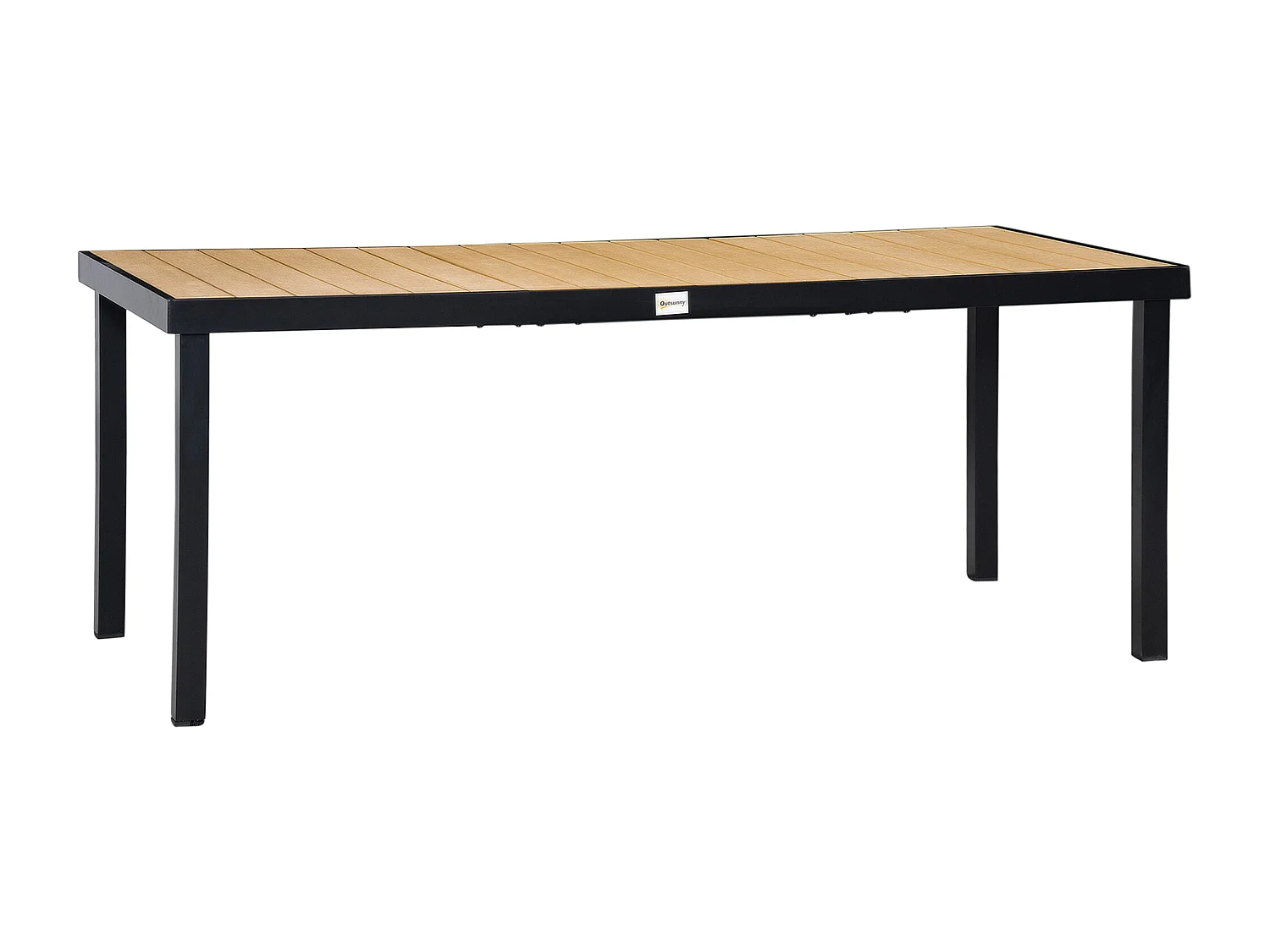Easycomfort Tavolo da Giardino per 8 Persone in Alluminio, Tavolo da Esterno in Plastica per Terrazzo e Balcone, Nero e Color Legno
