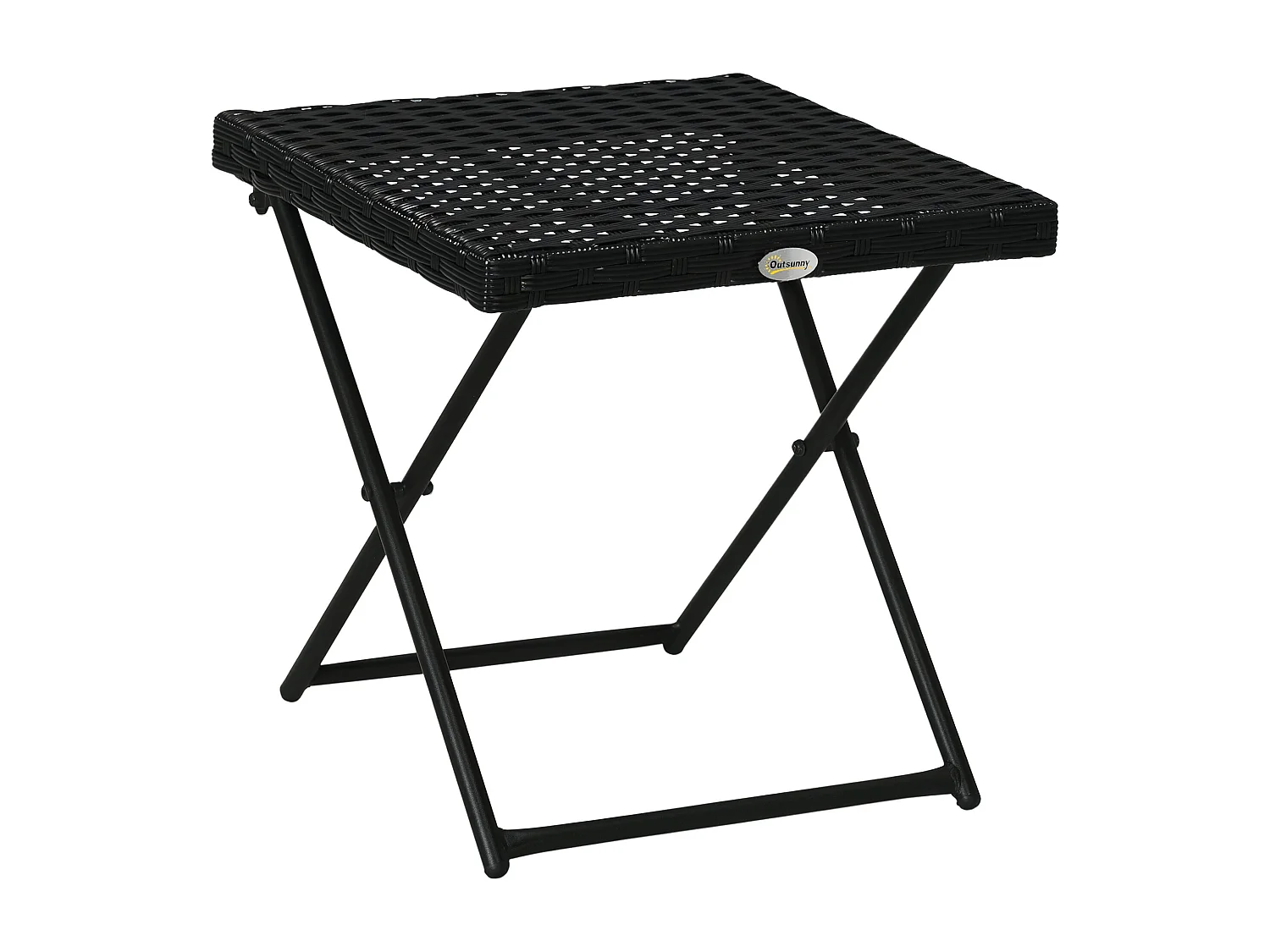 EasyComfort Tavolino da Giardino Pieghevole Salvaspazio in Rattan Sintetico e Acciaio, 40x40x40cm, Nero