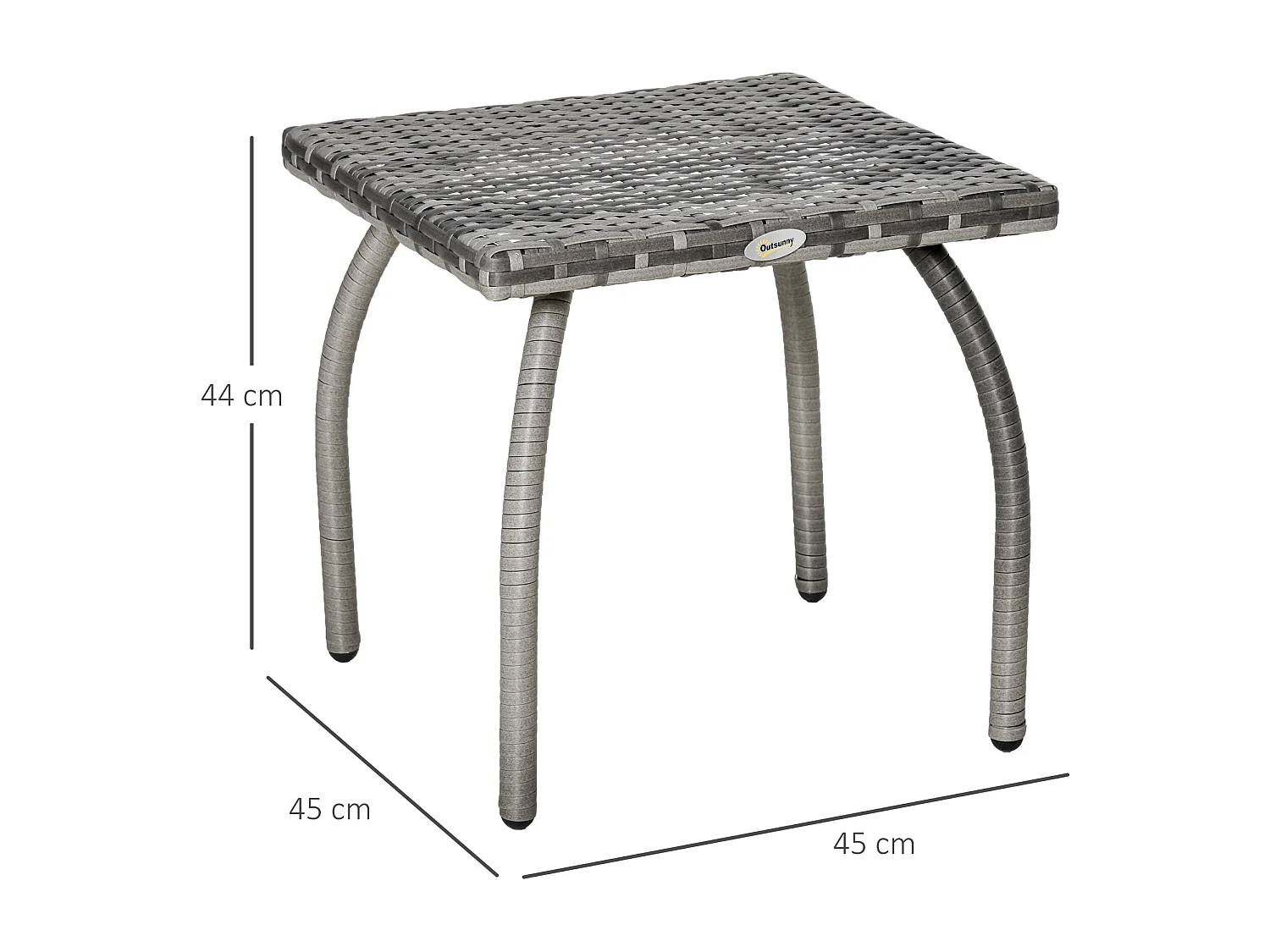 EasyComfort Tavolino in Rattan Sintetico da Esterno e Giardino Grigio