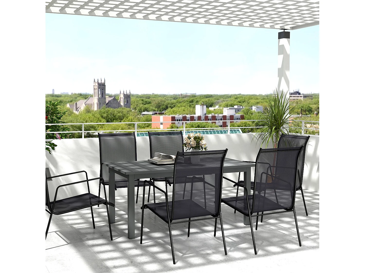 EasyComfort Tavolo da Giardino Allungabile da 160-220 cm per 6-8 Persone Rettangolare in Alluminio, Grigio