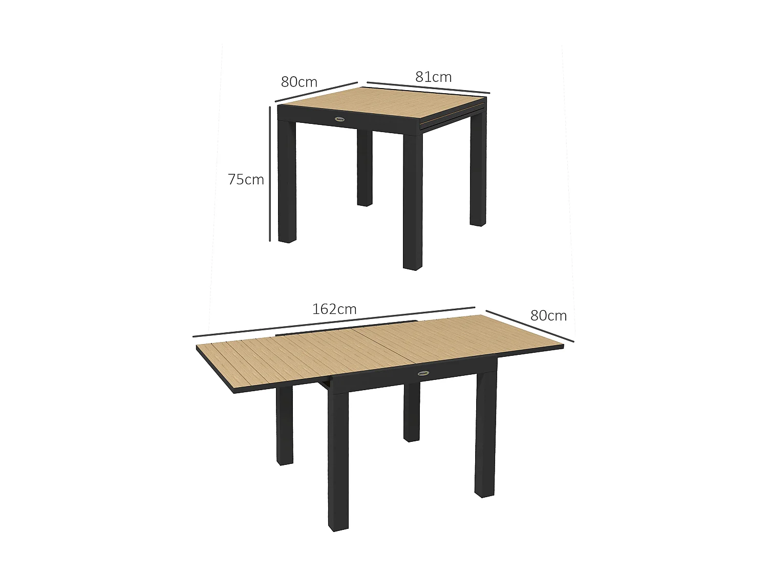 EasyComfort Tavolo da Giardino Allungabile per 4-6 Persone con Piano a Doghe, in Alluminio, 81/162x80x75 cm, Giallo