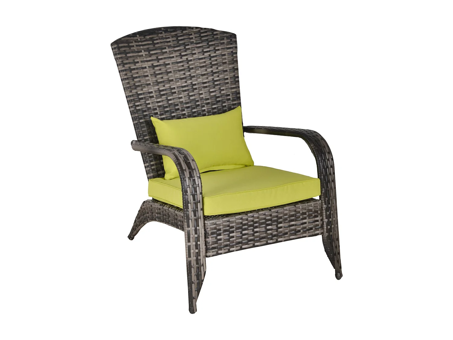 EasyComfort Sedia da Giardino Adironrack con Braccioli e Cuscini, Sedia in Rattan e Acciaio per Interni ed Esterni, 64x80x90 cm, Verde