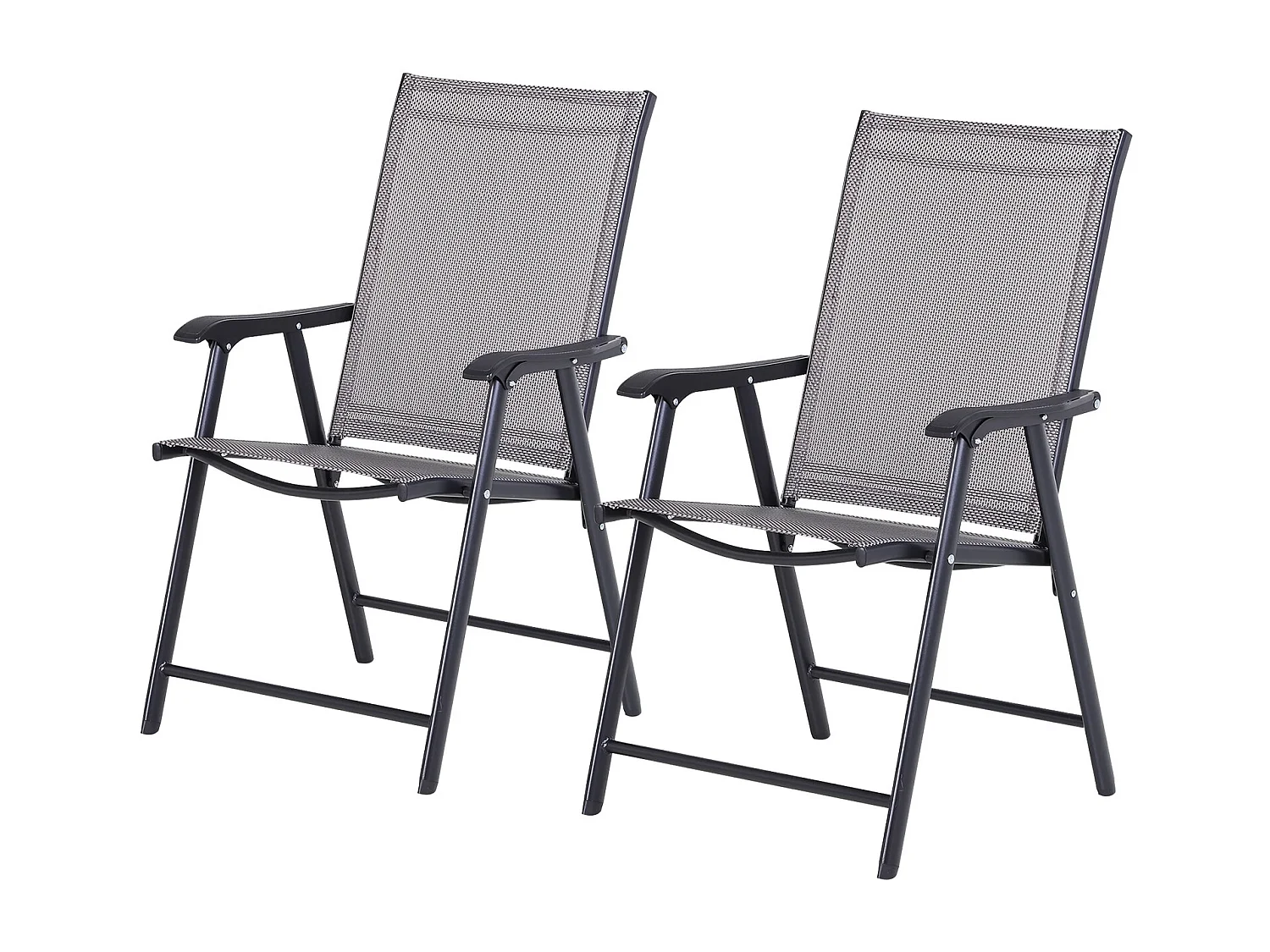 EasyComfort Set 2 Sedie Pieghevoli da Esterni in Acciaio e Texteline Per Giardino Veranda Terrazzo, Grigio, 58 x 64 x 94cm