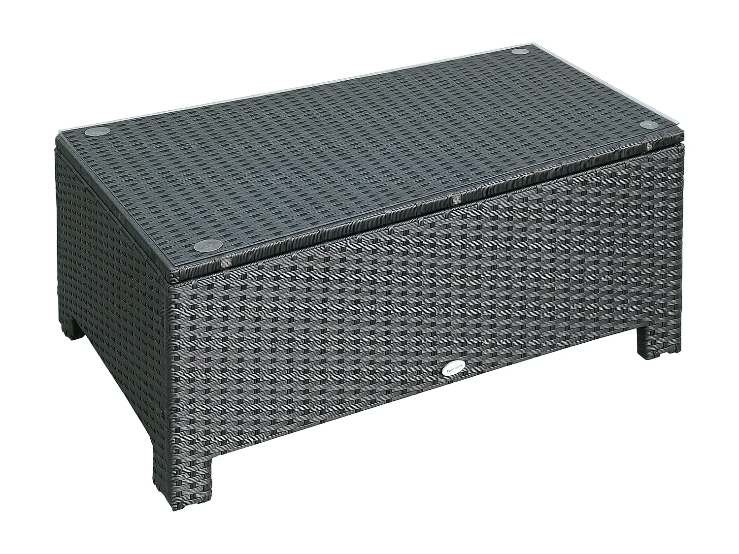 EasyComfort Ousunny Tavolino da Esterni in Rattan PE con Piano in Vetro Temperato, 85x50x39cm, Nero