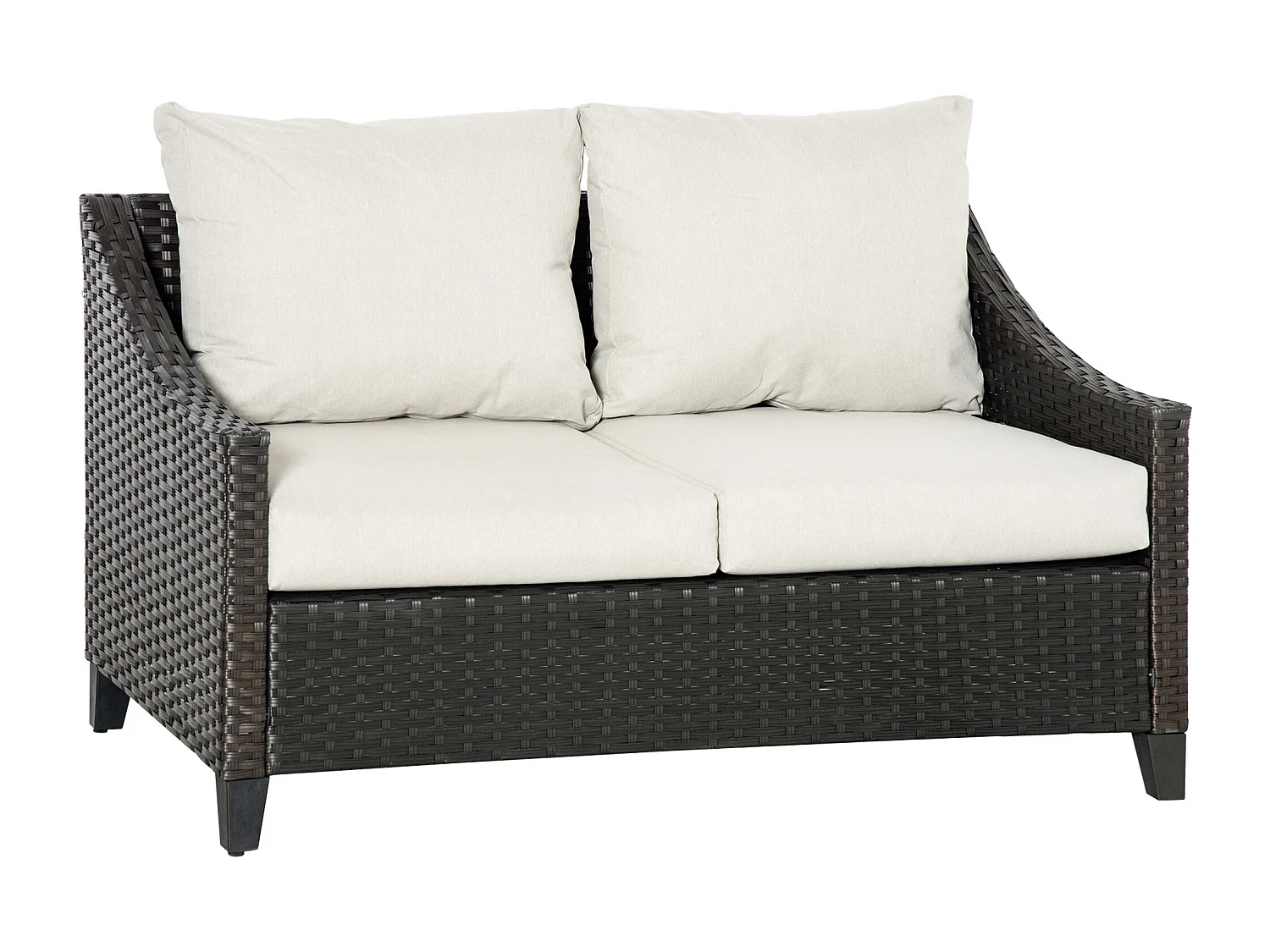 EasyComfort Divano da Giardino 2 Posti in Rattan PE con Cuscini, 132x70x74cm, Marrone