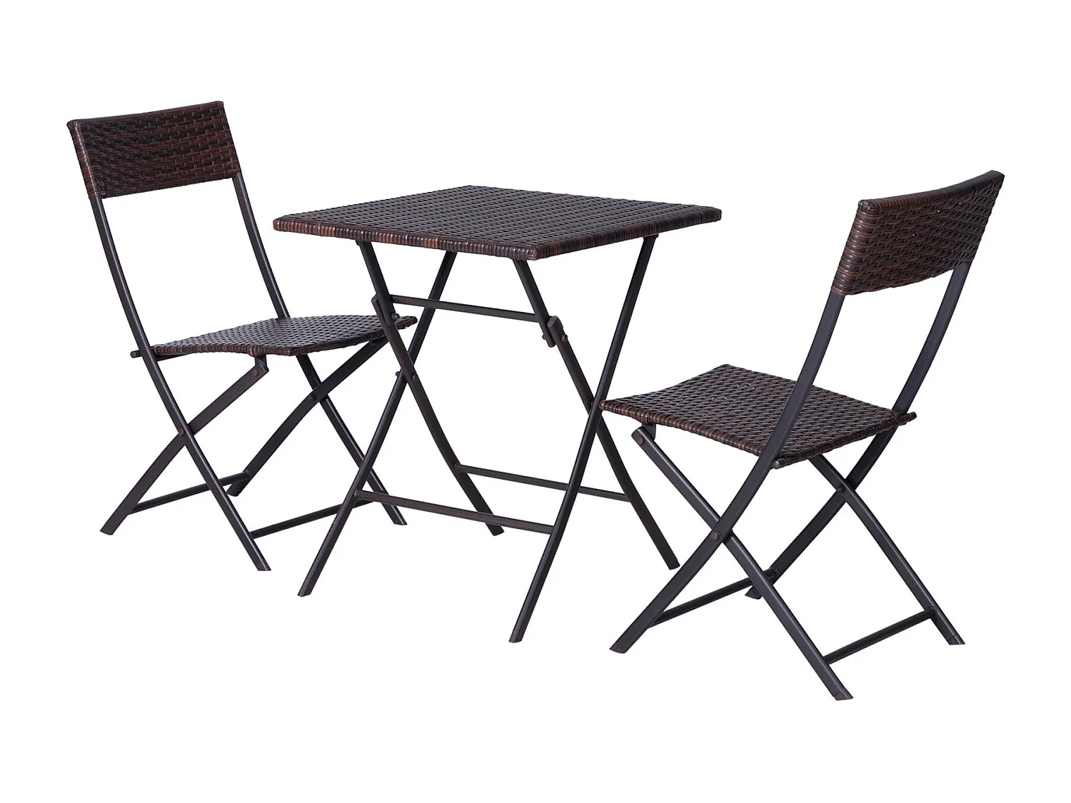 EasyComfort Set da Giardino Pieghevole da 3 Pezzi in Rattan PE e Metallo, Set 2 Sedie e Tavolino da Caffè, Protezione dai Raggi UV, Set di Mobili da