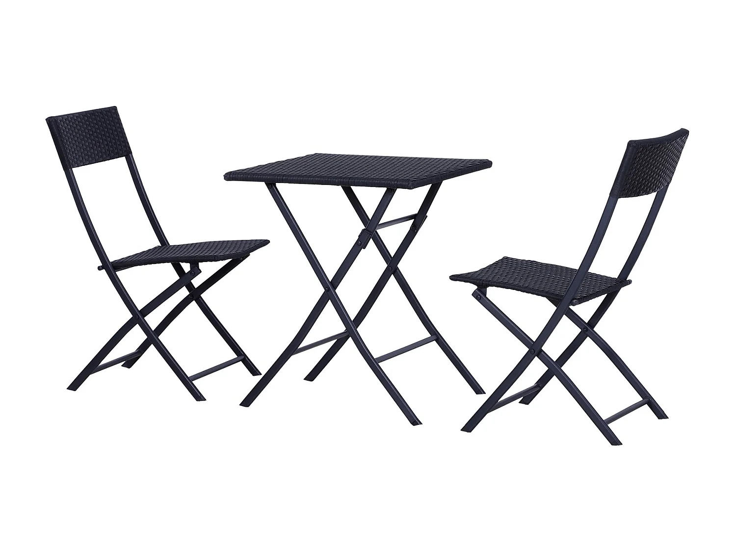 EasyComfort Set da Giardino Pieghevole da 3 Pezzi in Rattan PE e Metallo, Set 2 Sedie e Tavolino da Caffè, Protezione dai Raggi UV, Set di Mobili da