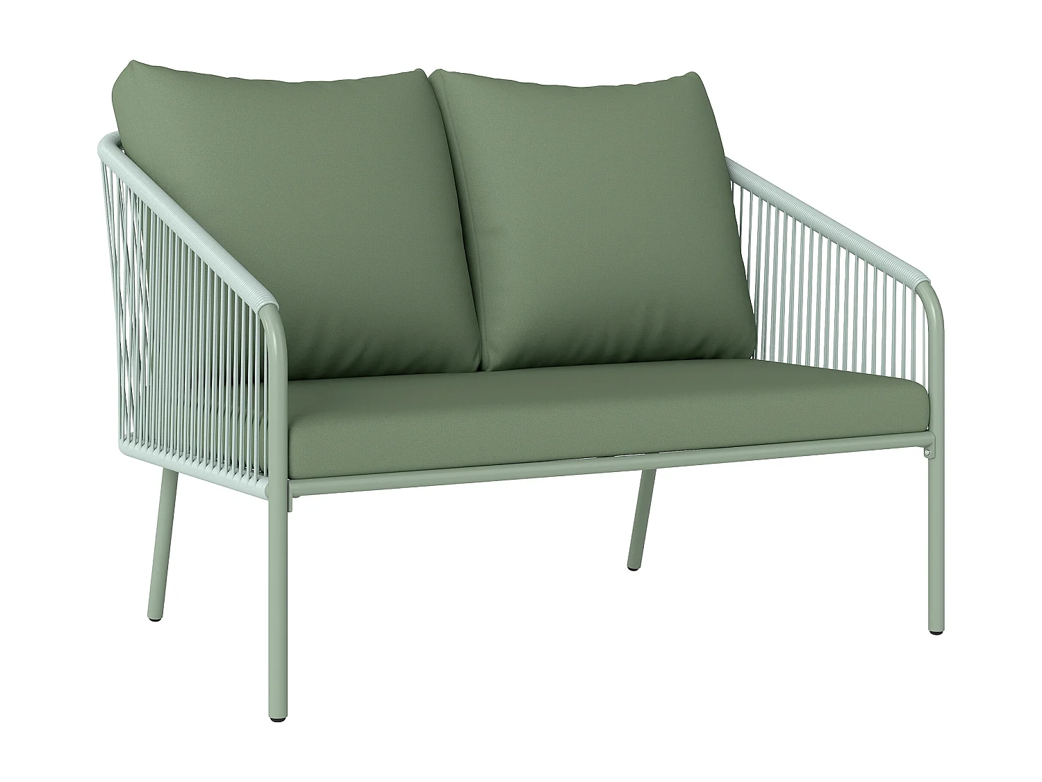 EasyComfort Divano da Giardino 2 Posti in Rattan PE Stile Boho con Cuscini Sfoderabili e Braccioli, Verde