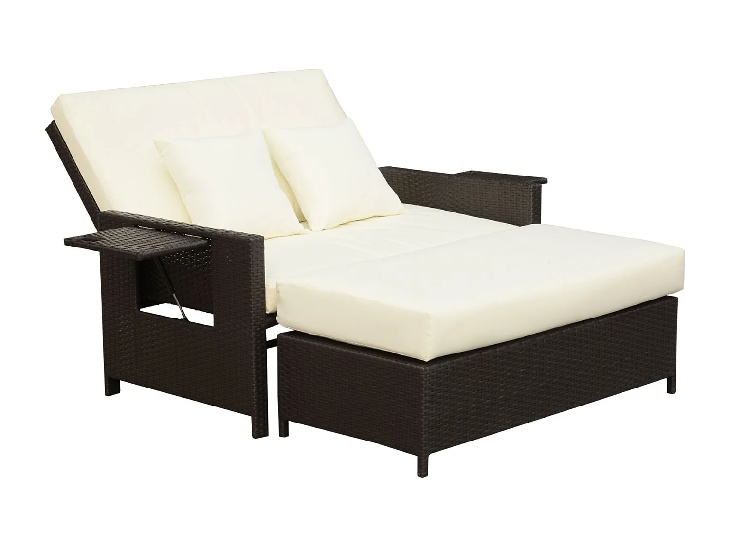EasyComfort Divanetto da Giardino Componibile con Panca, Mobili da Giardino in Rattan Marrone, Set 2 Pezzi Salvaspazio