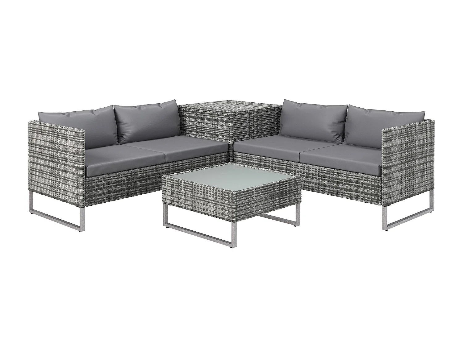 EasyComfort Set da Giardino 4 Pezzi con 2 Divani 2 Posti, Tavolino da Caffè e Tavolino Alto, in Acciaio e Rattan