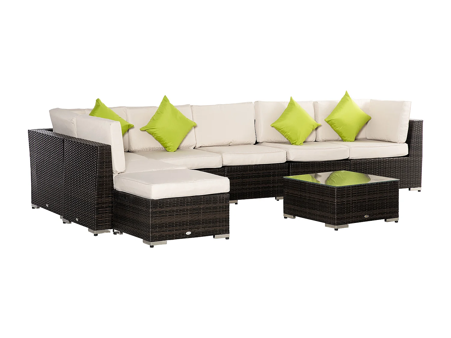 EasyComfort Mobili da Giardino in Rattan e Alluminio Set 8 Pezzi, Salotto da Giardino Componibile con Divani e Tavolino da Esterno