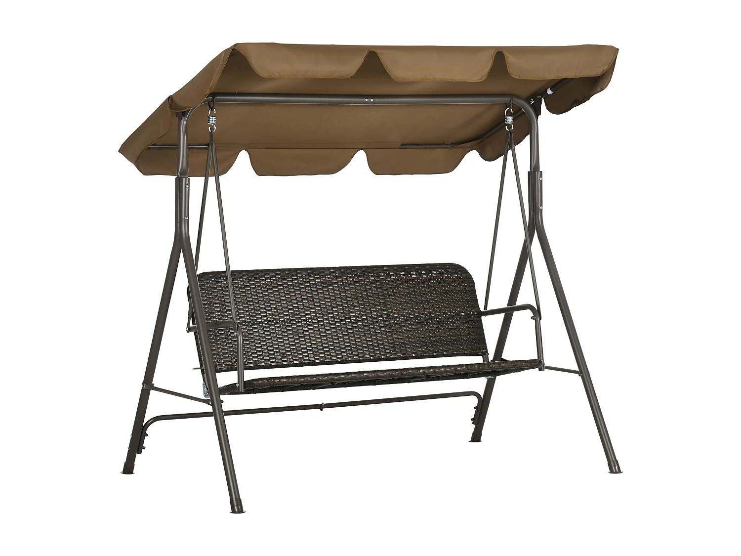 EasyComfort Dondolo da Giardino 3 Posti con Tettuccio Regolabile in Rattan PE e Acciaio, 167x112x153cm