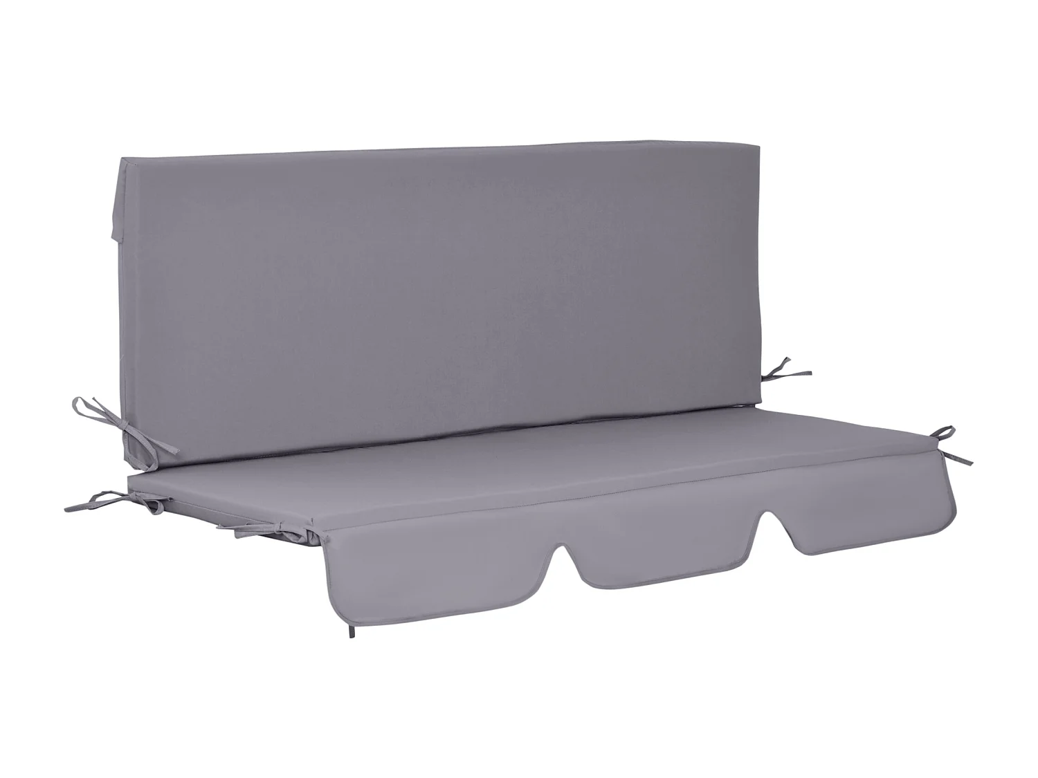 EasyComfort Cuscini da Esterno per Dondolo da Giardino 3 Posti con Lacci, 2 Pezzi da 130x45x5 cm, Grigio