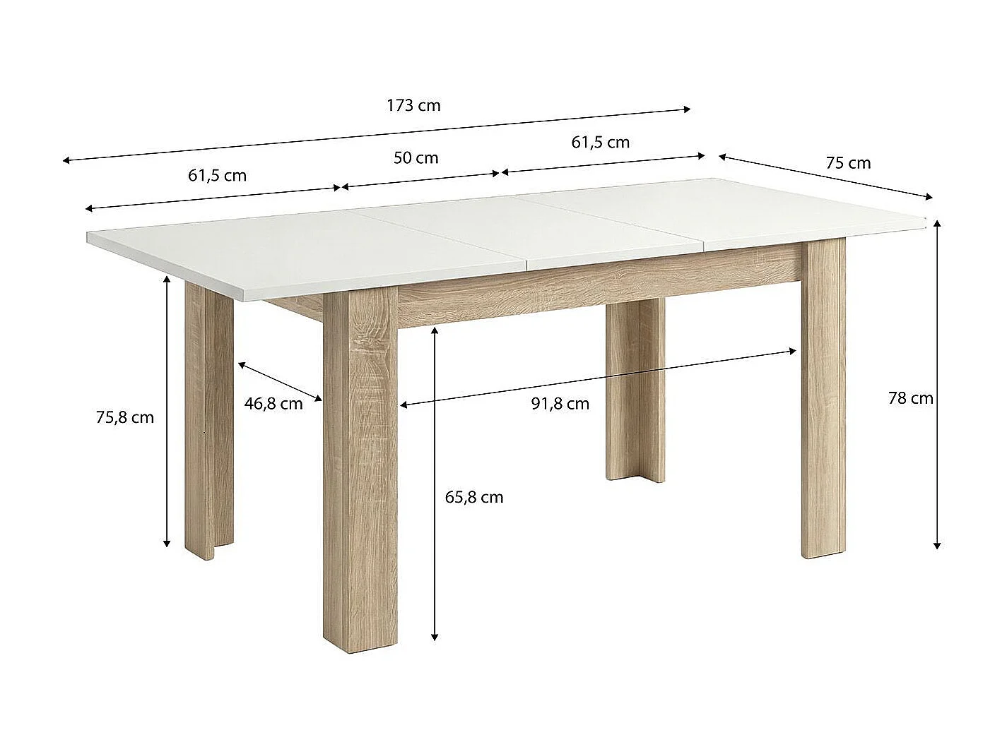 Mesa de comedor extensible Danna