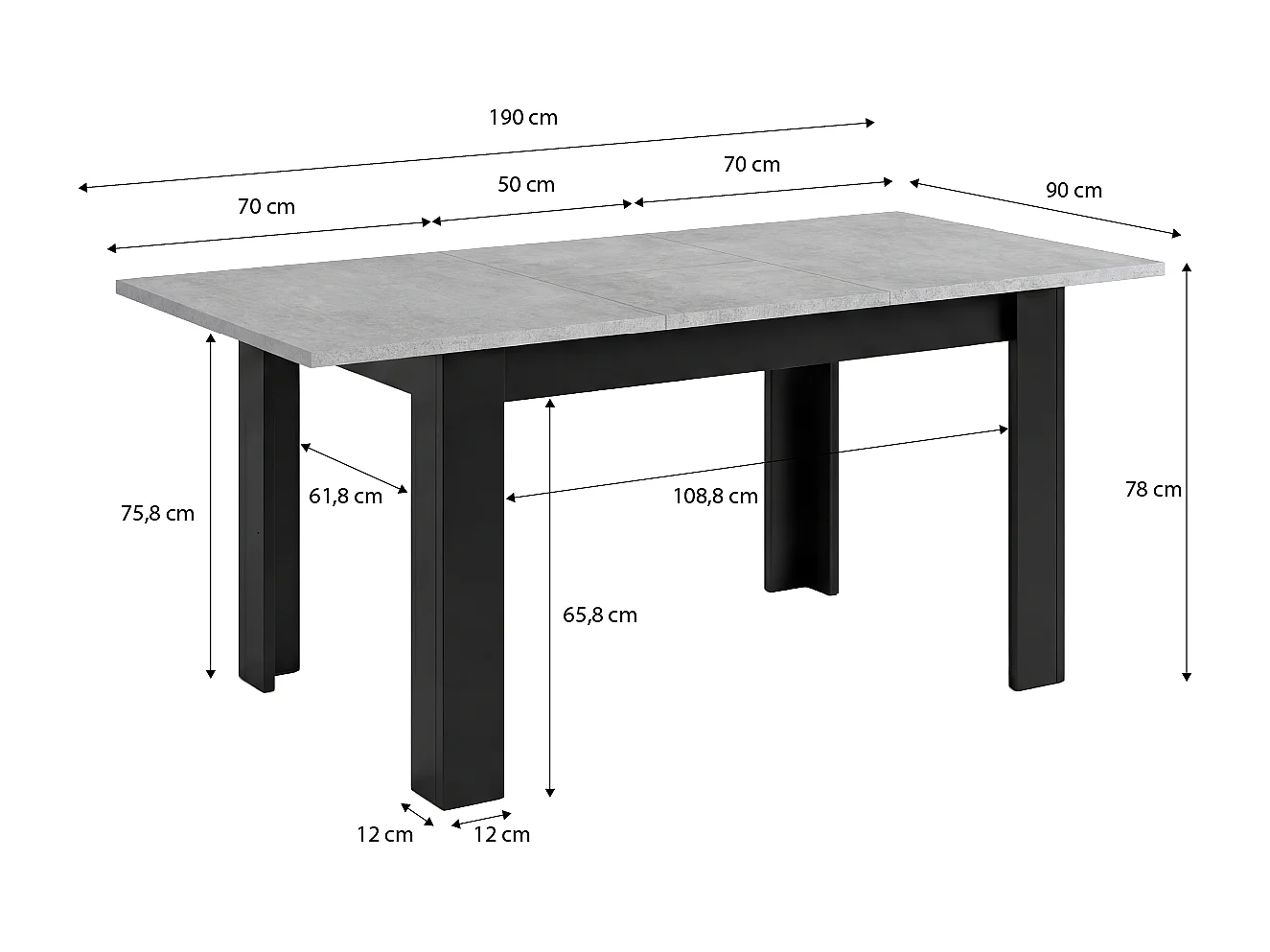 Mesa de jantar extensível 140-190x90 cm Sira