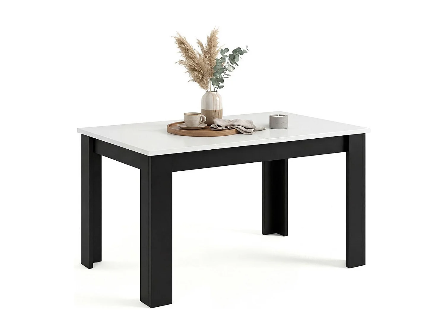 Mesa de jantar extensível 140-190x90 cm Sira Negro Mate - Blanco Artik