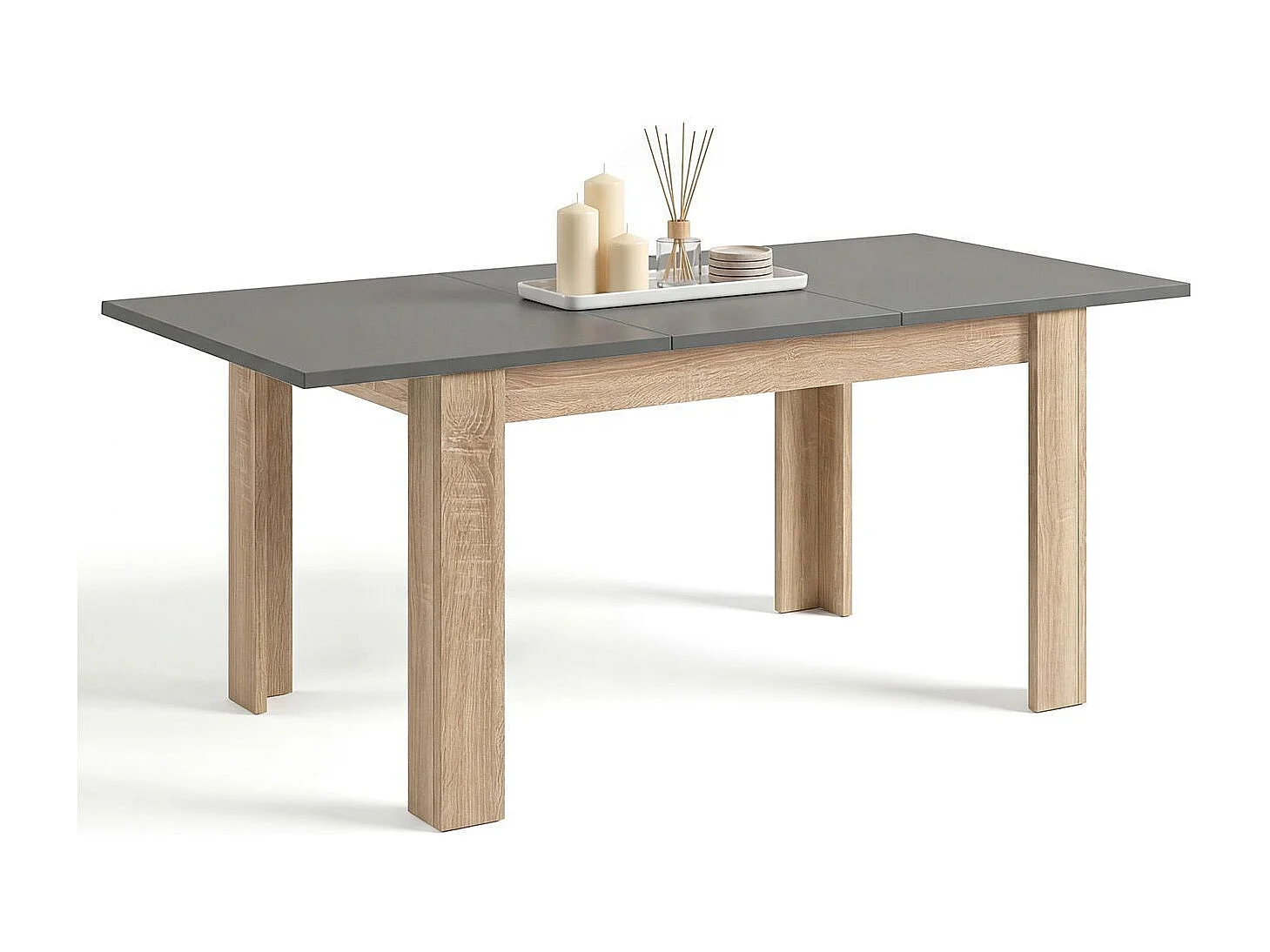 Mesa de jantar extensível 140-190x90 cm Sira Roble Canadian - Grafito