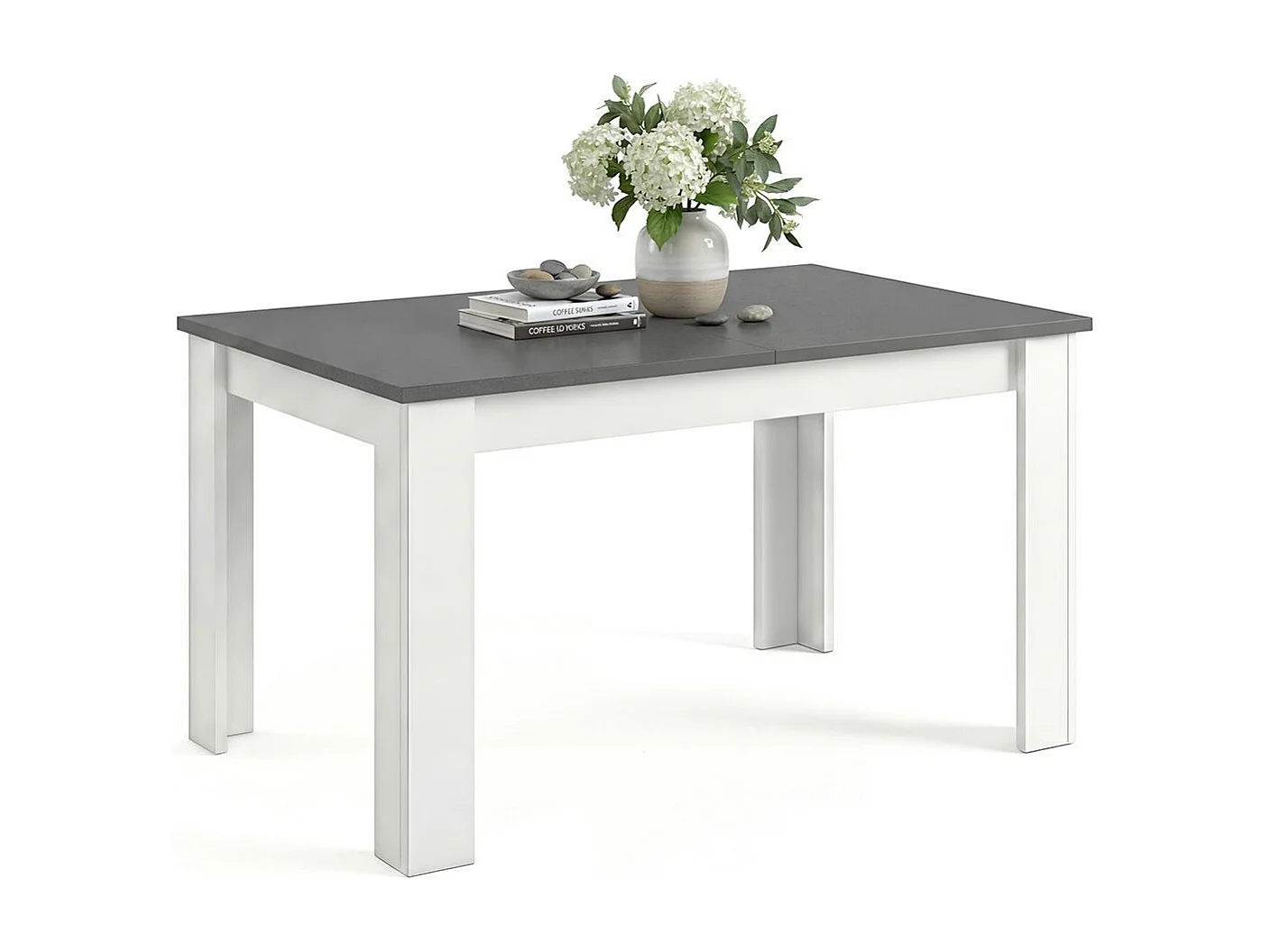 Mesa de jantar extensível 140-190x90 cm Sira Artik Branco (Branco mate) - Cinzento antracite