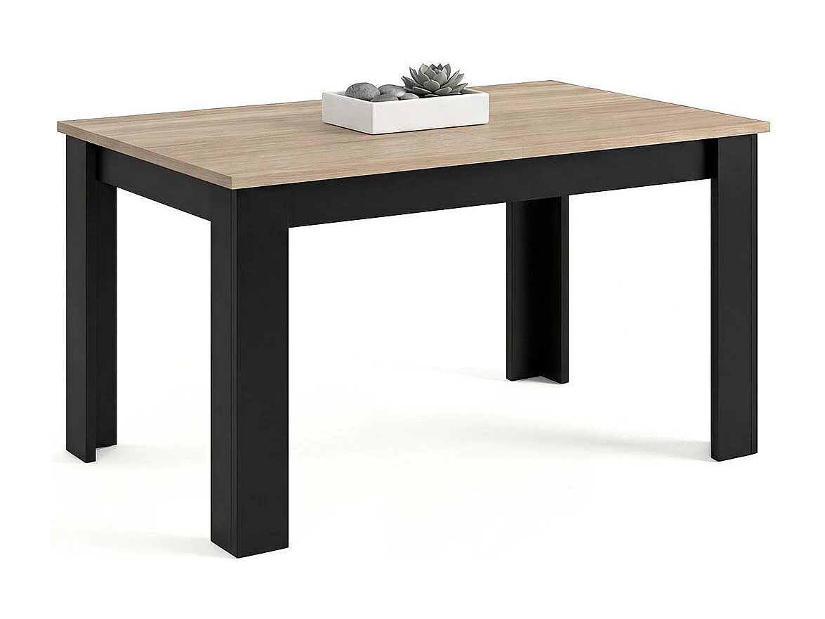 Mesa de jantar extensível 140-190x90 cm Sira Negro Mate - Roble Canadian