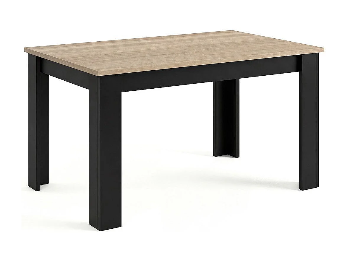 Mesa de jantar extensível 140-190x90 cm Sira Negro Mate - Roble Canadian