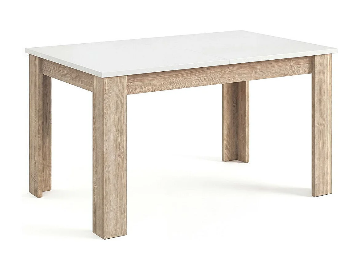 Mesa de comedor extensible en roble canadian y blanco mate 140-190x90 cm Sira Roble Canadian - Blanco Artik (Blanco Mate)