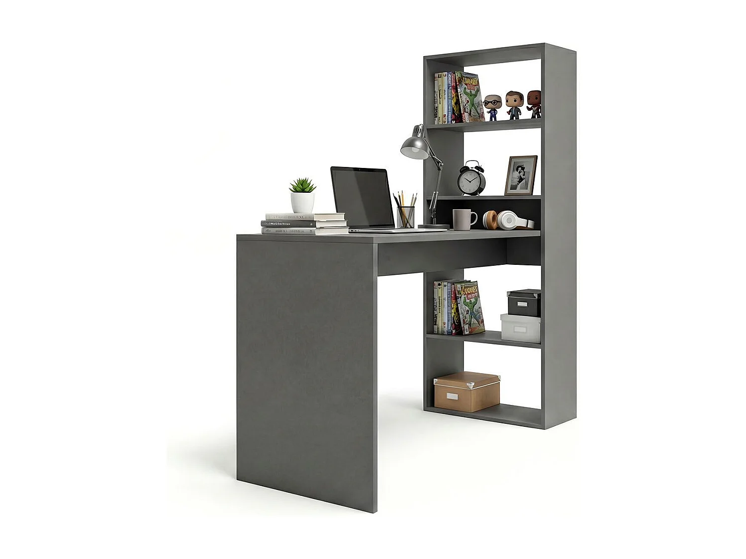 Secretária Cosmic com prateleiras Gris Grafito