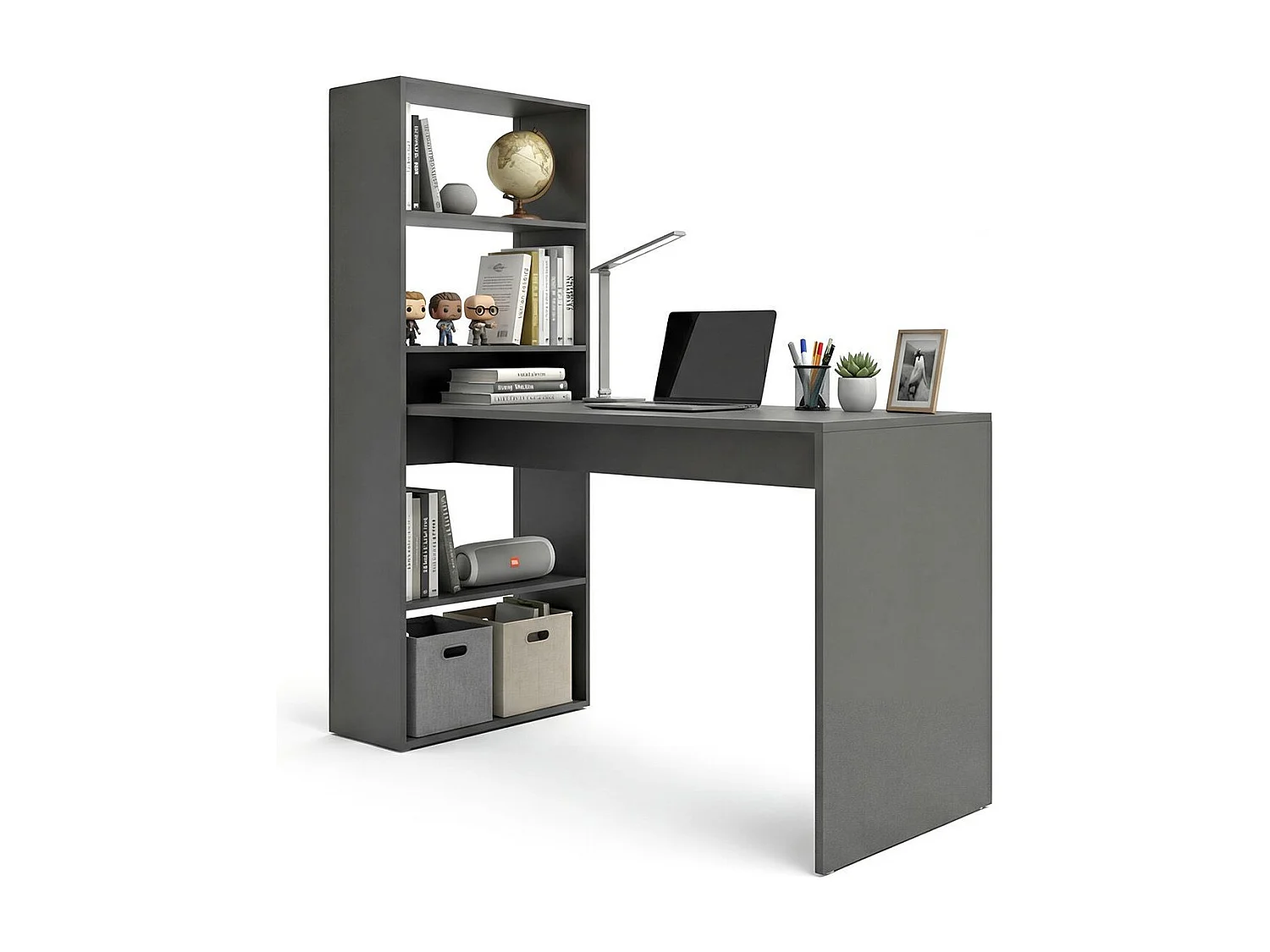 Secretária Cosmic com prateleiras Gris Grafito
