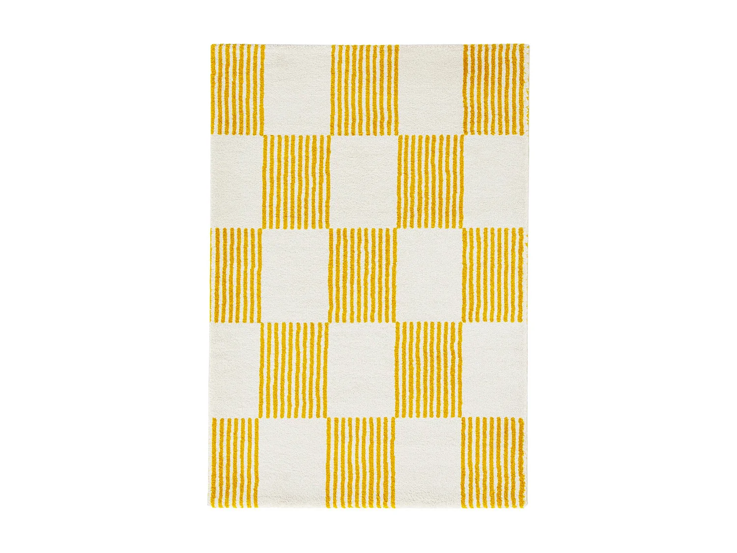 Tapis intérieur damier jaune et blanc 120 x 160 cm - Fergew